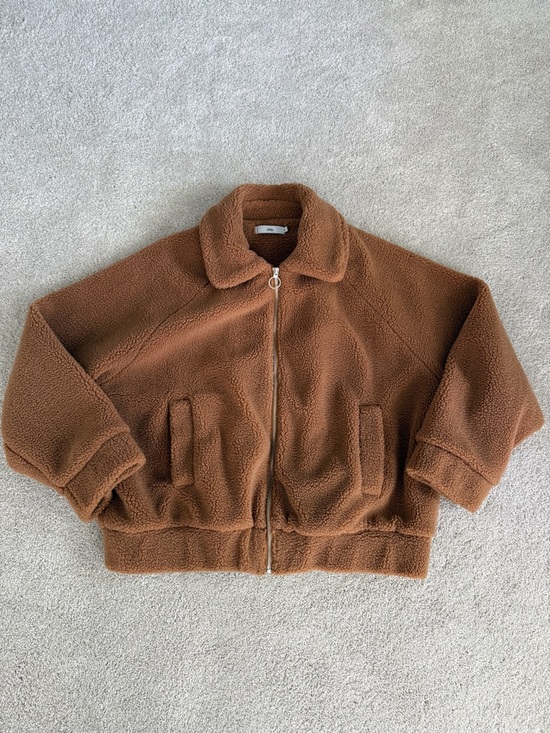 Adika Jackets & Blazers - Adika Brown Teddy Zip-Up Oversized Jacket